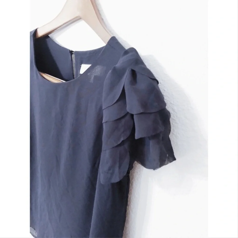 Olive & Oak semi sheer ruffled sleeve top nwot